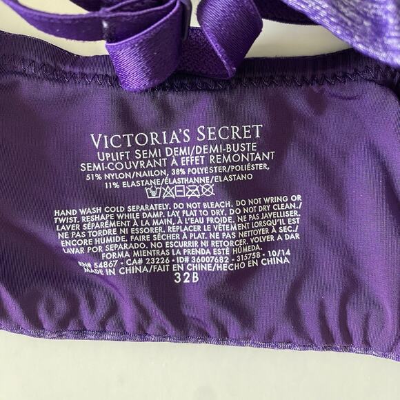 Victoria's Secret Women's Size 32B Purple Uplift Semi Demi Lined T-Shirt Bra - Picture 8 of 8